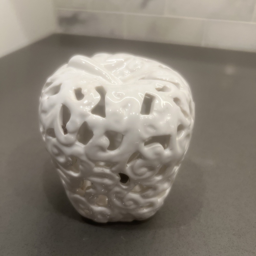 White Ceramic Lace Apple